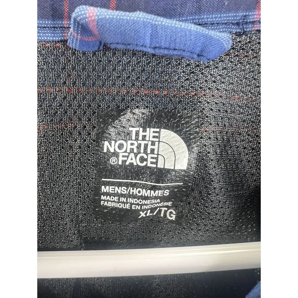 The North Face‎ Shirt Men XL Blue Roll-Up Long Sleeves Zip Pockets Logo Hiking